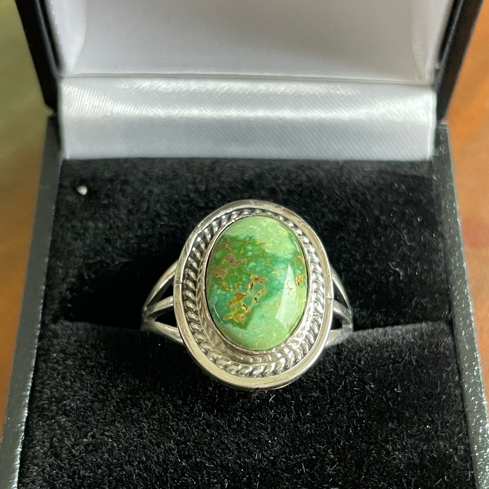Native American artist “running bear” turquoise ring